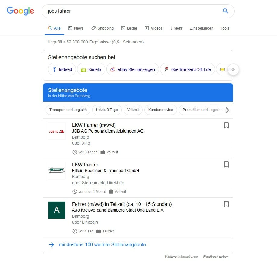 google for jobs stellenangebote